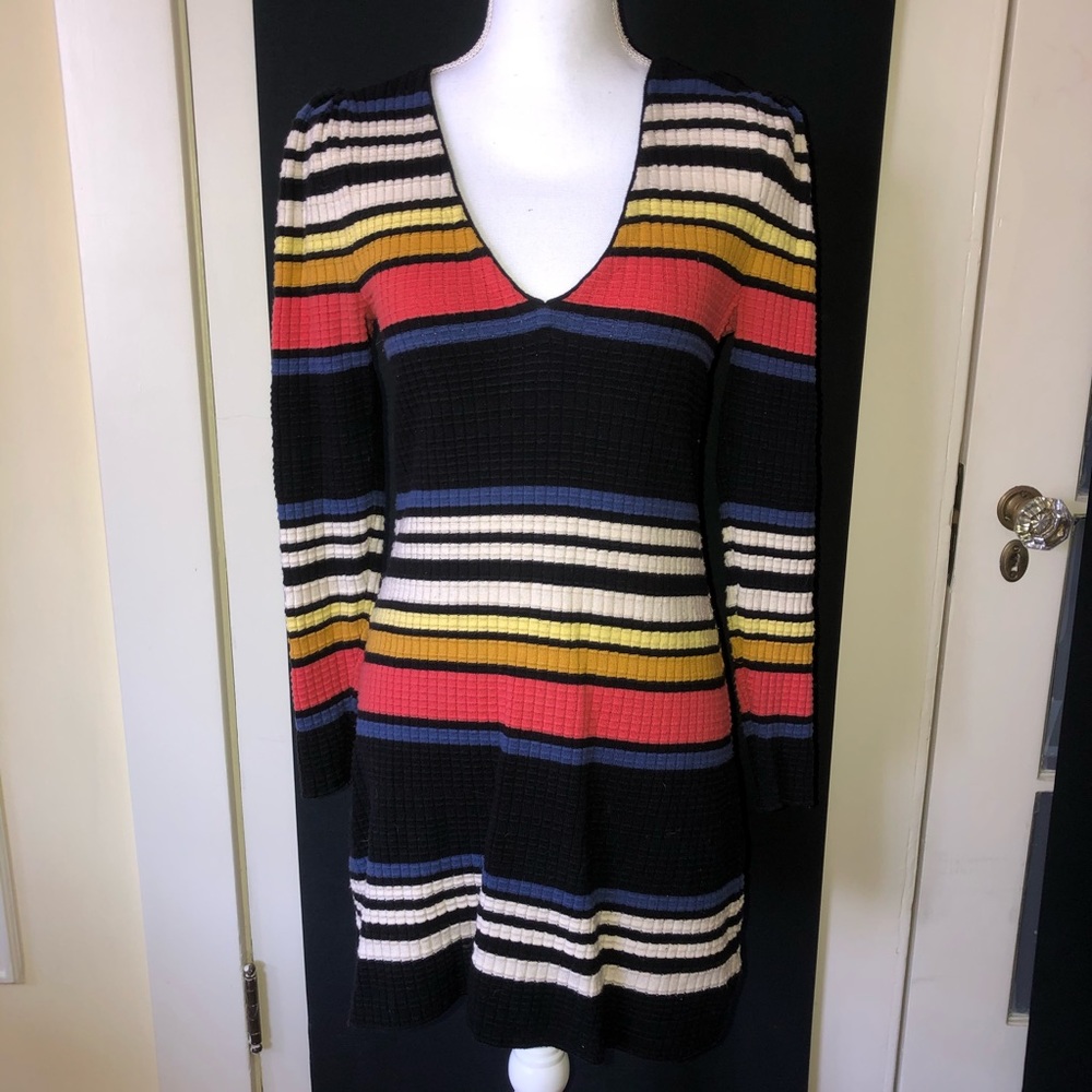 Free People Colorful Striped Sweater Dress